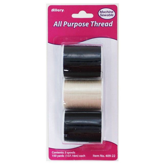 72 Pieces of All Purpose Thread, 150 Yds. (137.16m) 2 Black/1 Beige