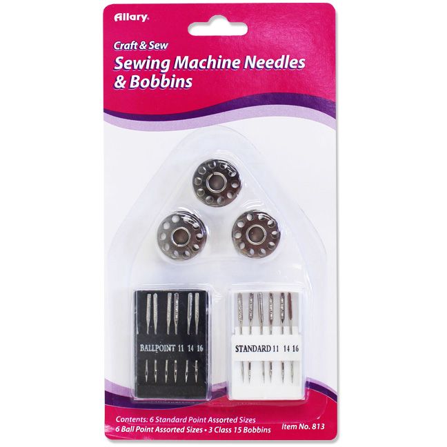 144 Pieces of Sewing Machine Needles (6 Standard/6 Ball Point), 3 #15 Bobbins