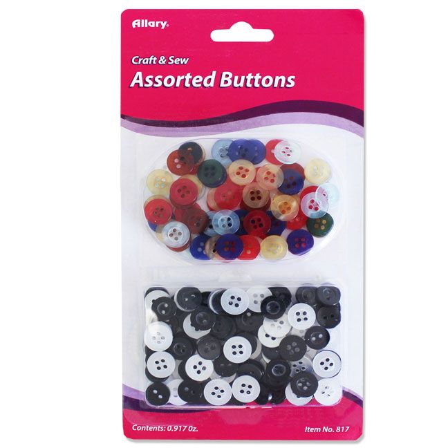 144 Pieces of Buttons, White, Black & Assorted Colors, 175 Ct.