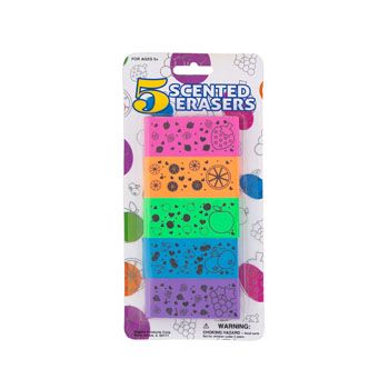 36 Wholesale Erasers Fruit Scented 5pk