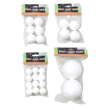48 pieces of Craft Foam Balls 4ast Sizes