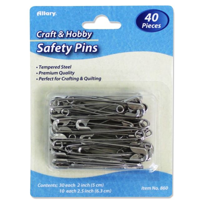 144 Pieces of Extra Large Safety Pins, 2" & 2.5", Premium Quality, 40 Ct.