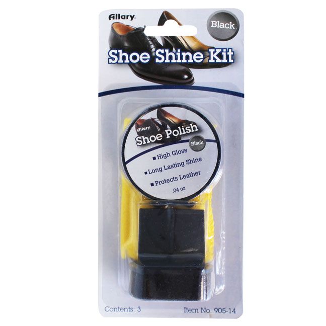 72 Wholesale Shoe Shine Kit With .04 Oz. Polish, Dauber, And Shine Cloth, Black