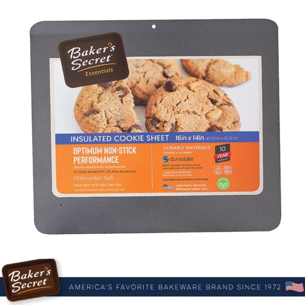 12 pieces of Baker's Secret 16in Insulated Cookie Sheet, Duraslate C/p 12