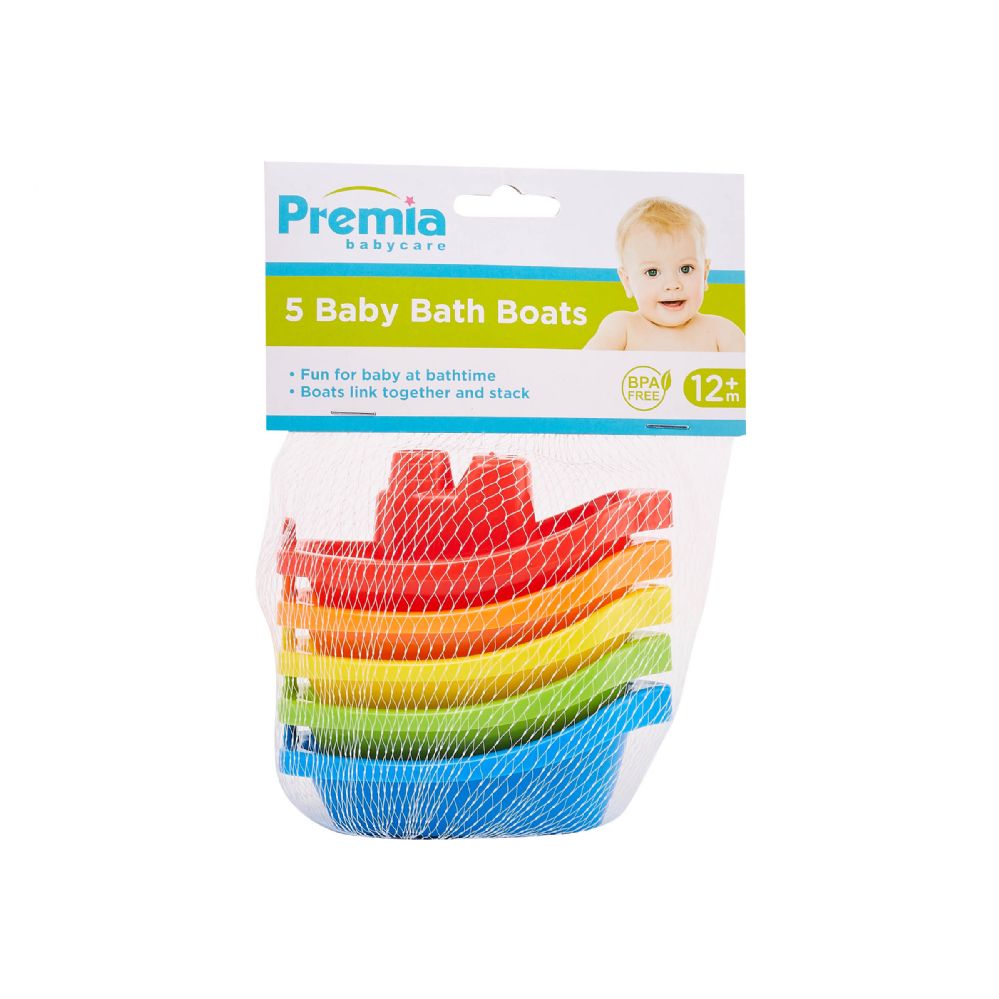 36 pieces Premia 5pc Baby Bath Boats C/p 36 - Baby Toys