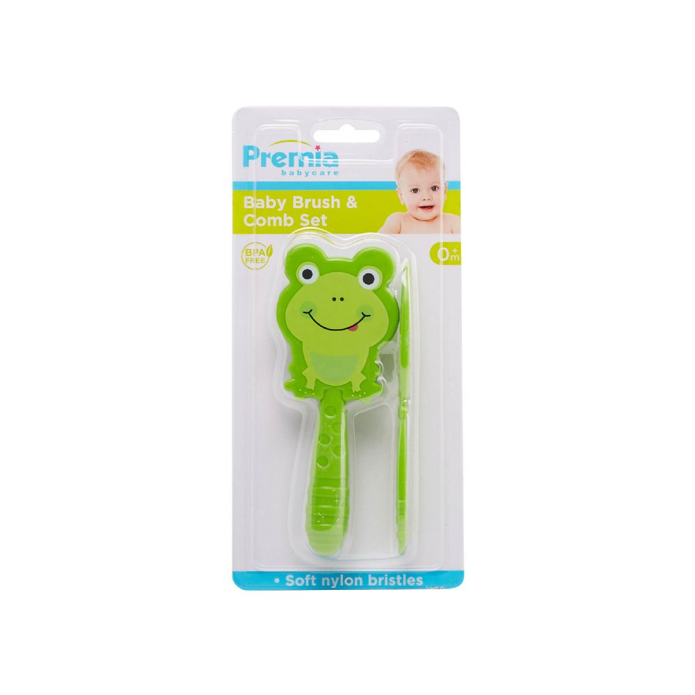 36 Wholesale Premia Babycare Decorated Frog Baby Hairbrush Set C/p 36