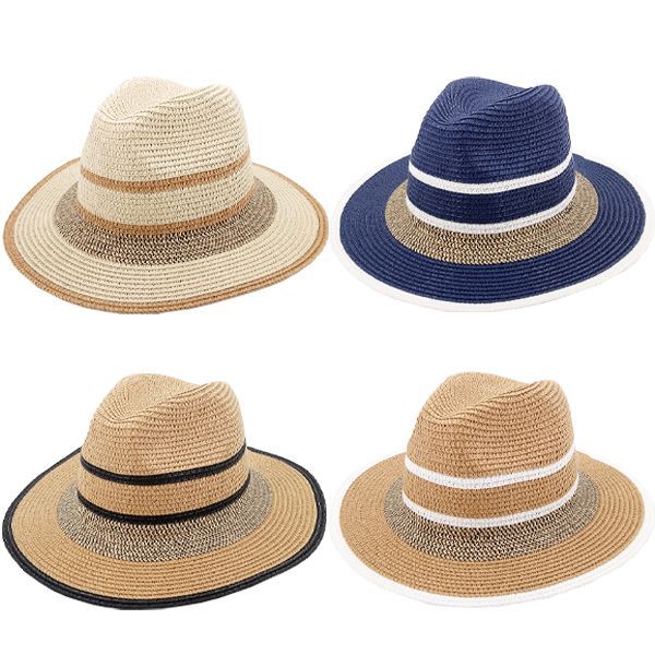 12 Pieces of Unisex Adjustable Wide Brim Straw Summer Hat