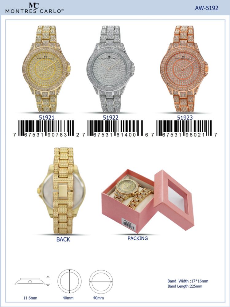 12 Wholesale Ladies Watch - 51921 assorted colors