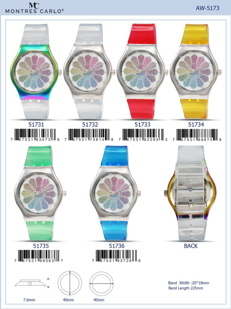 12 Wholesale Ladies Watch - 51736 assorted colors