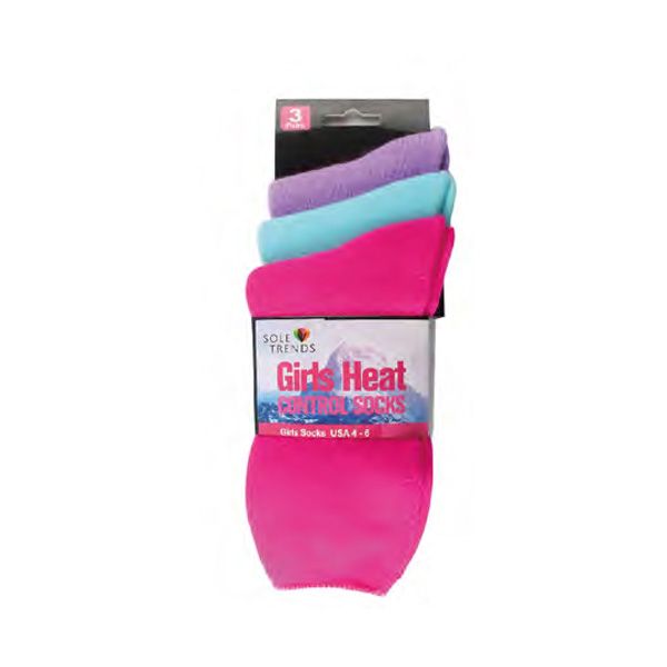 72 Pairs Girls Heat Control Thermal Socks Size Usa 4 To 6 - Girls Crew Socks