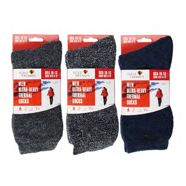 144 Pairs Mens Ultra Heavy Thermal Socks Black Shoe Size 6 To 12 - Mens Thermal Sock
