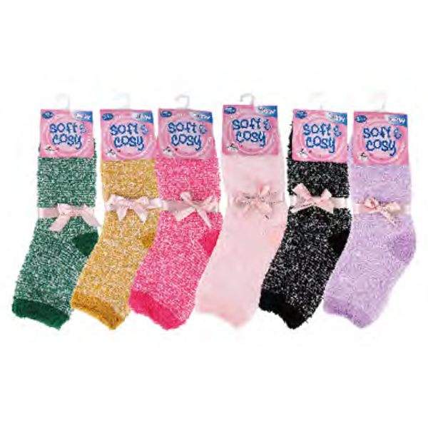 144 Pairs Womens Fuzzy Socks Assorted Color - Womens Crew Sock