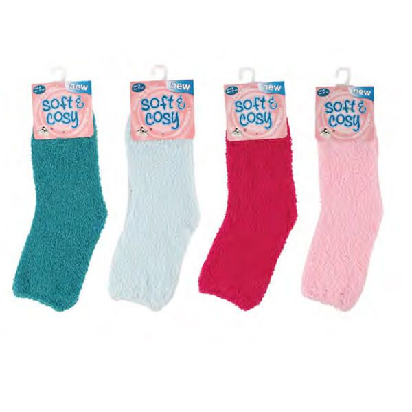 144 Wholesale Women Plush Fuzzy Soft Slipper Socks Solid Plain Colors Warm And Cozy