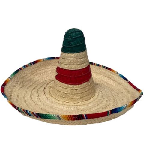 12 Pieces Mexican Zapata Hat With Sarpe Border - Sun Hats