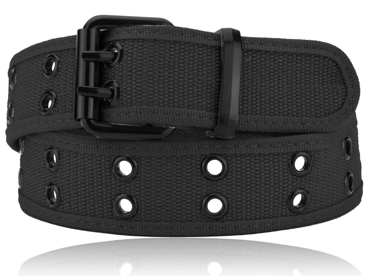 24 Pieces of Canvas Web Strap With 2 Hole Black Grommet In Black