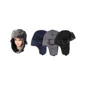 36 Wholesale Mens Trapper Hat With Lined Faux Fur, Pull On With Ear Flaps