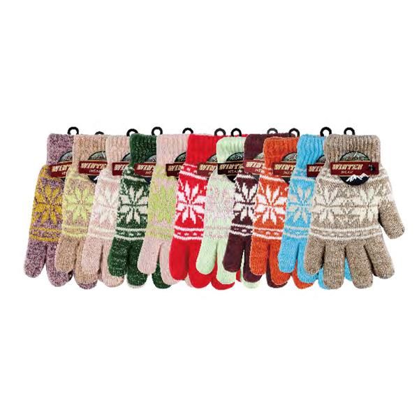 144 Wholesale Women Snowflakes Winter Heated Gloves Tag