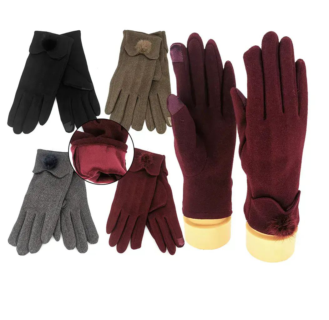48 Pairs Womens Winter Glove Warm Lined Touch Screen Assorted - Conductive Texting Gloves