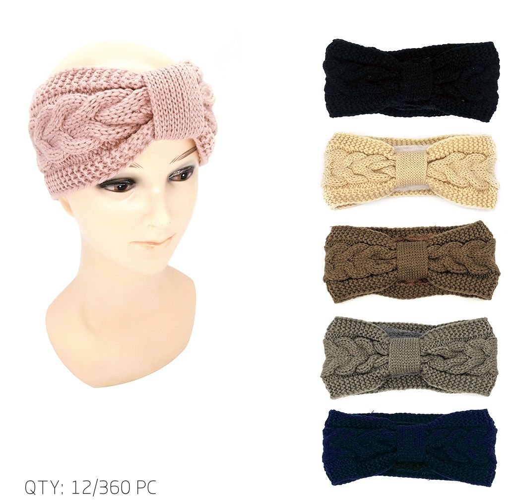 36 Pieces of Women Winter Warm Headband Cable Knit Soft Stretchy Thick Fuzzy Head Wrap