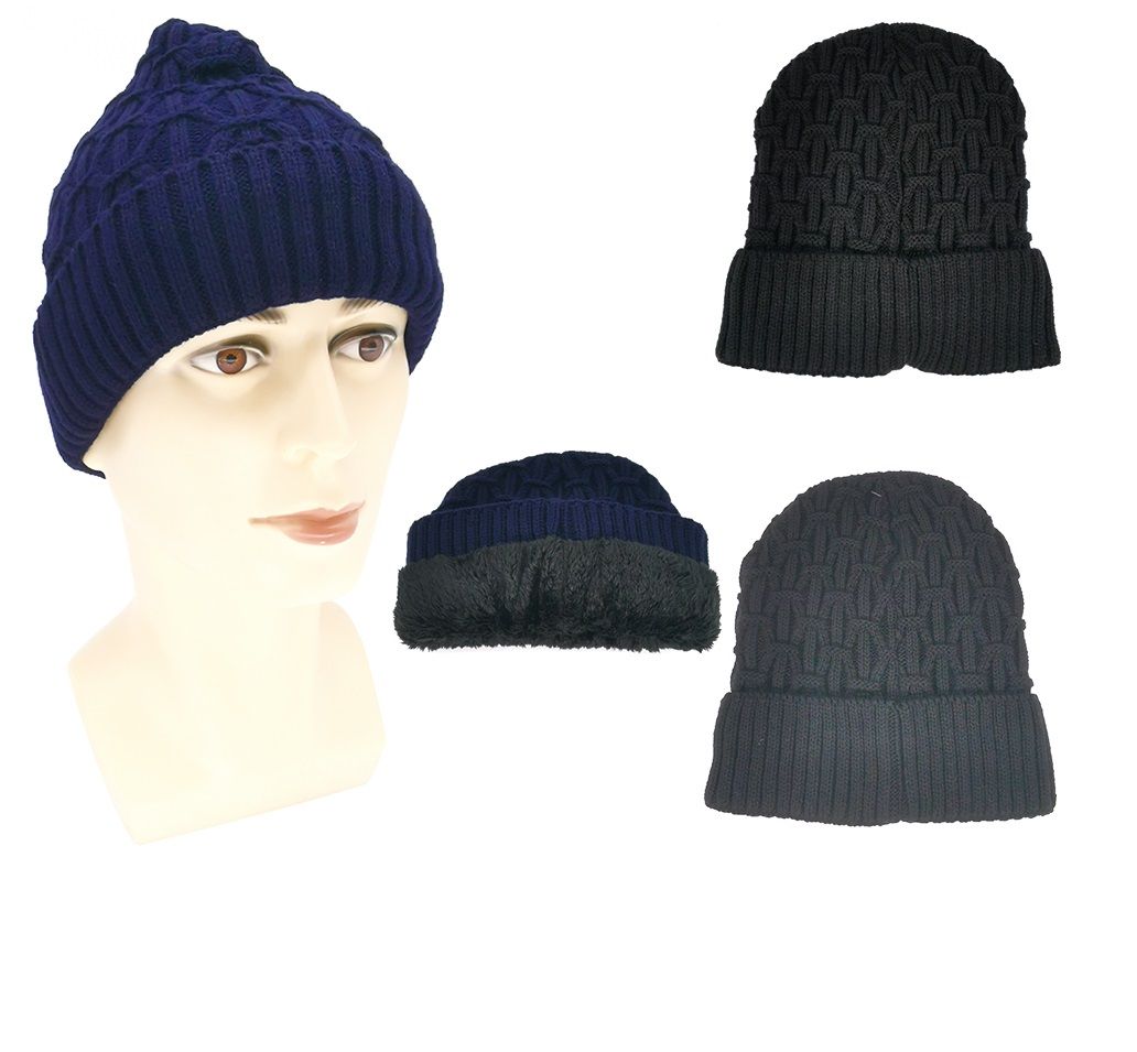 36 Pieces of Fleece Lined Cable Knit Winter Hats
