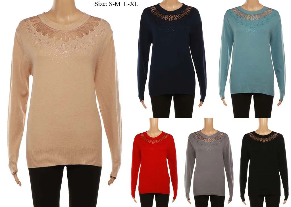 24 Pieces of Women's Long Sleeve Knit Sweater Mix Colors
