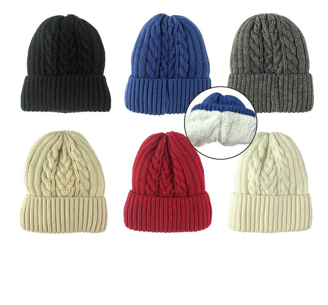 36 Pieces of Winter Beanie Hat Warm Fleece Lined Knitted Soft Ski Cuff Cap