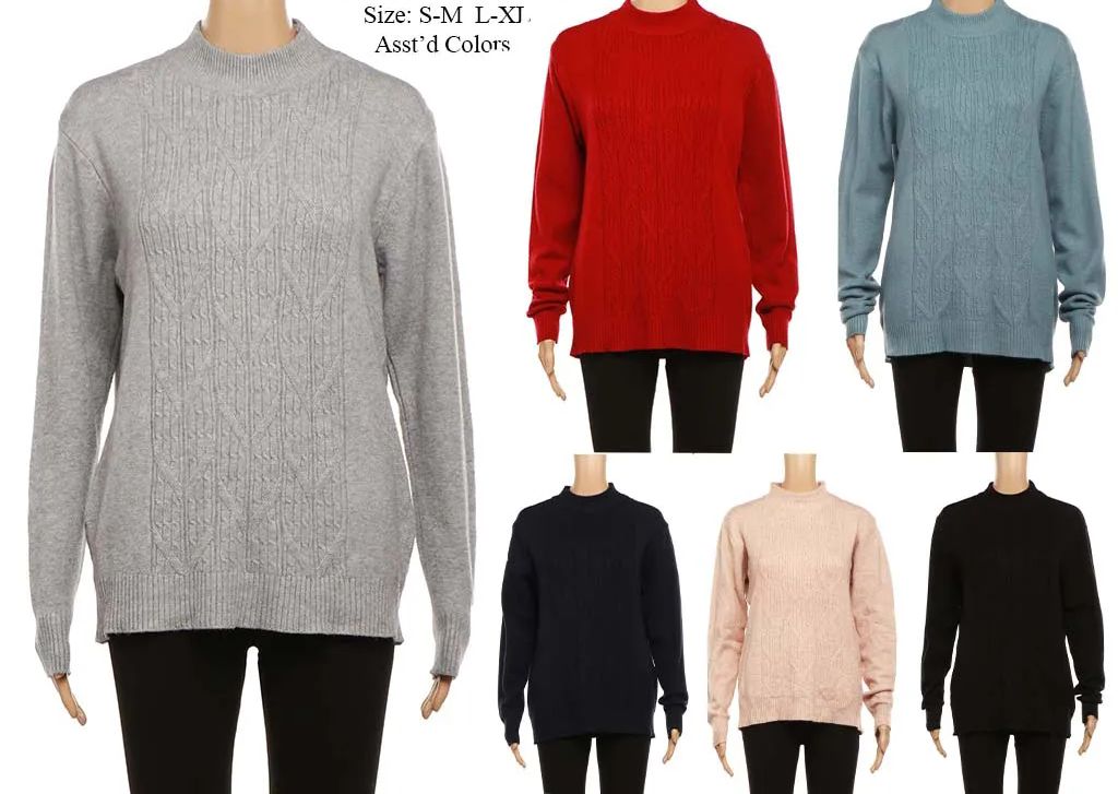 24 Pieces of Women's Long Sleeve Knit Sweater Mix Colors