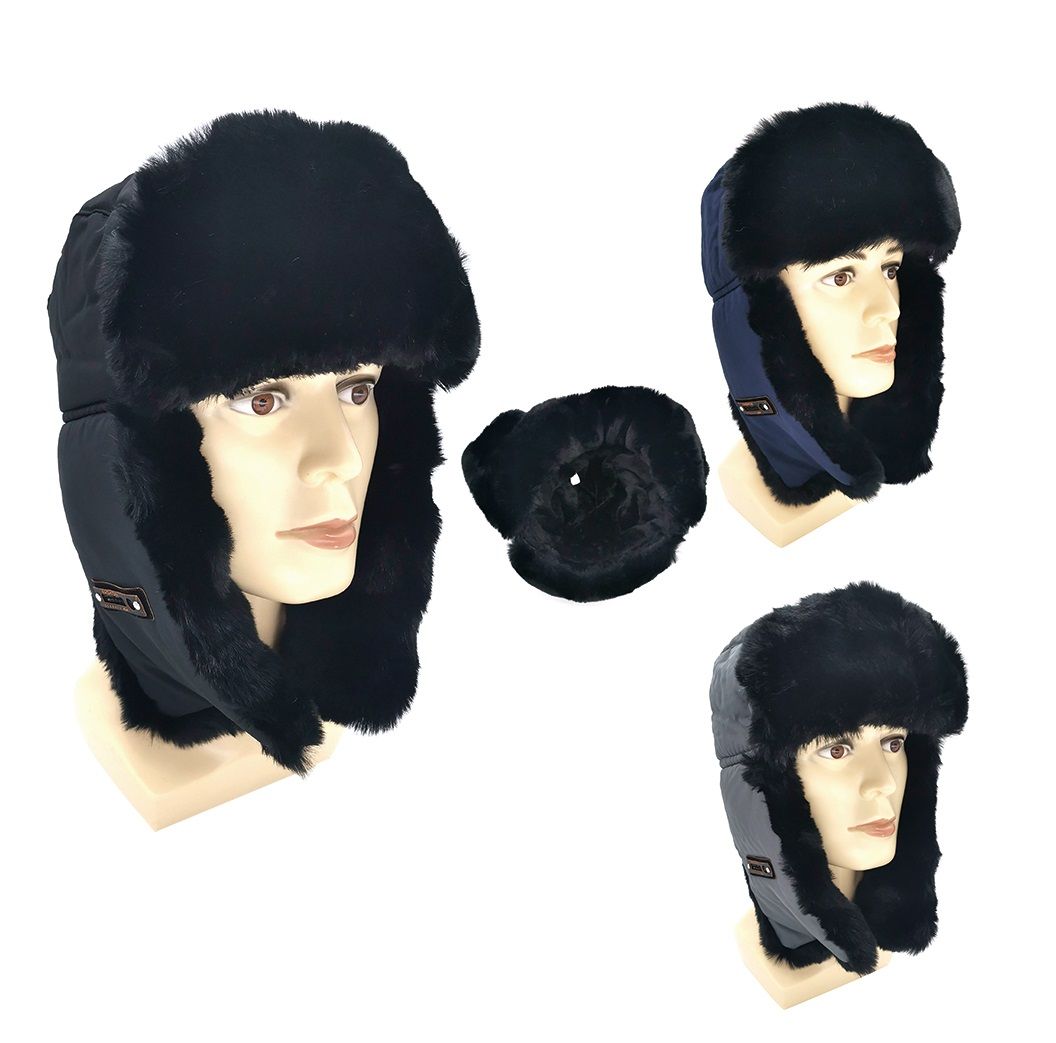 36 Wholesale Winter Weatherproof Faux Fur Lined Trapper Hat