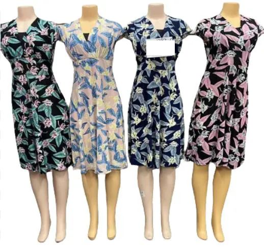 24 Pieces of V Neck Floral Ruffle Dresses