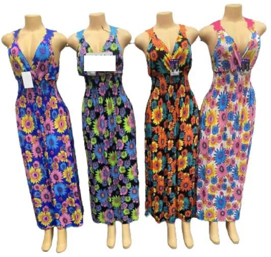 24 Pieces of Long Maxi Sunflower Dresses Assorted