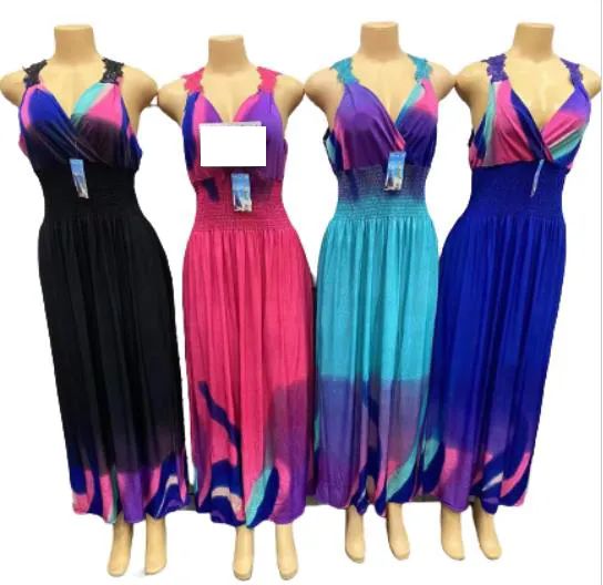 24 Pieces of Long Maxi Ombre Color Patch Lace Back Dresses