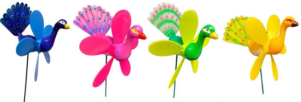 24 Pieces of Garden Stake Decoration 3d Colorful Peacock