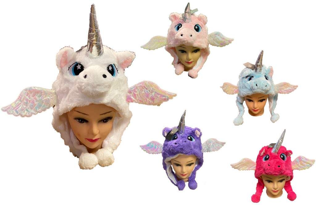 24 Pieces of Plush Unicorn With Wings Hats Short