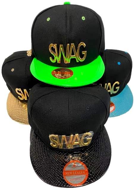24 Wholesale Metal Sign Swag Snapback Baseball Cap Hat