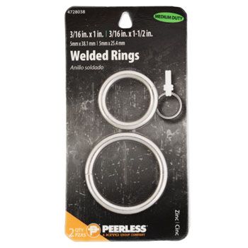 50 pieces Welded Rings 2pk Zinc Peerless Carded - School and Office Supply Gear