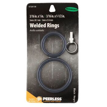 50 pieces of Welded Rings 2pk Black Peerless Carded