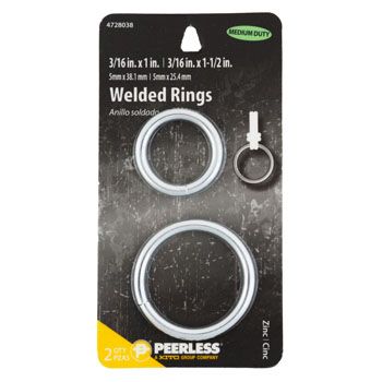 100 pieces Welded Rings 2pk Zinc Peerless Carded - School and Office Supply Gear