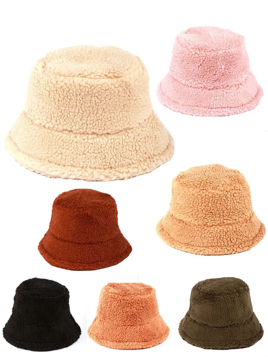 48 Wholesale Women's Fuzzy Bucket Hat at