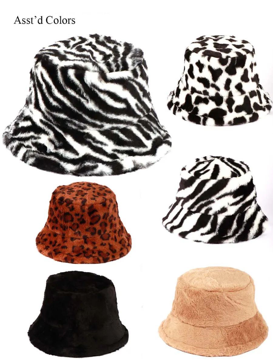 48 Wholesale Women's Fuzzy Bucket Hat WSD