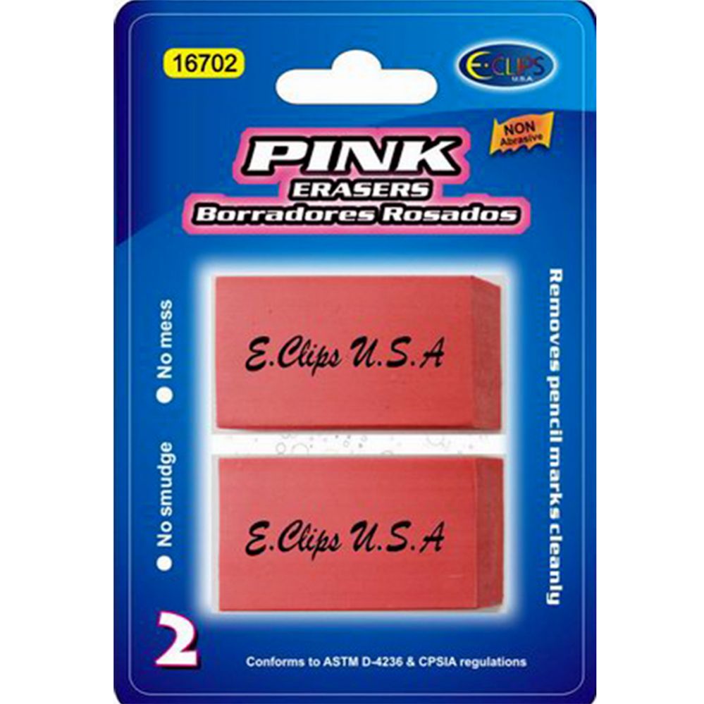 24 pieces Pink Erasers Xl/2pk - Erasers
