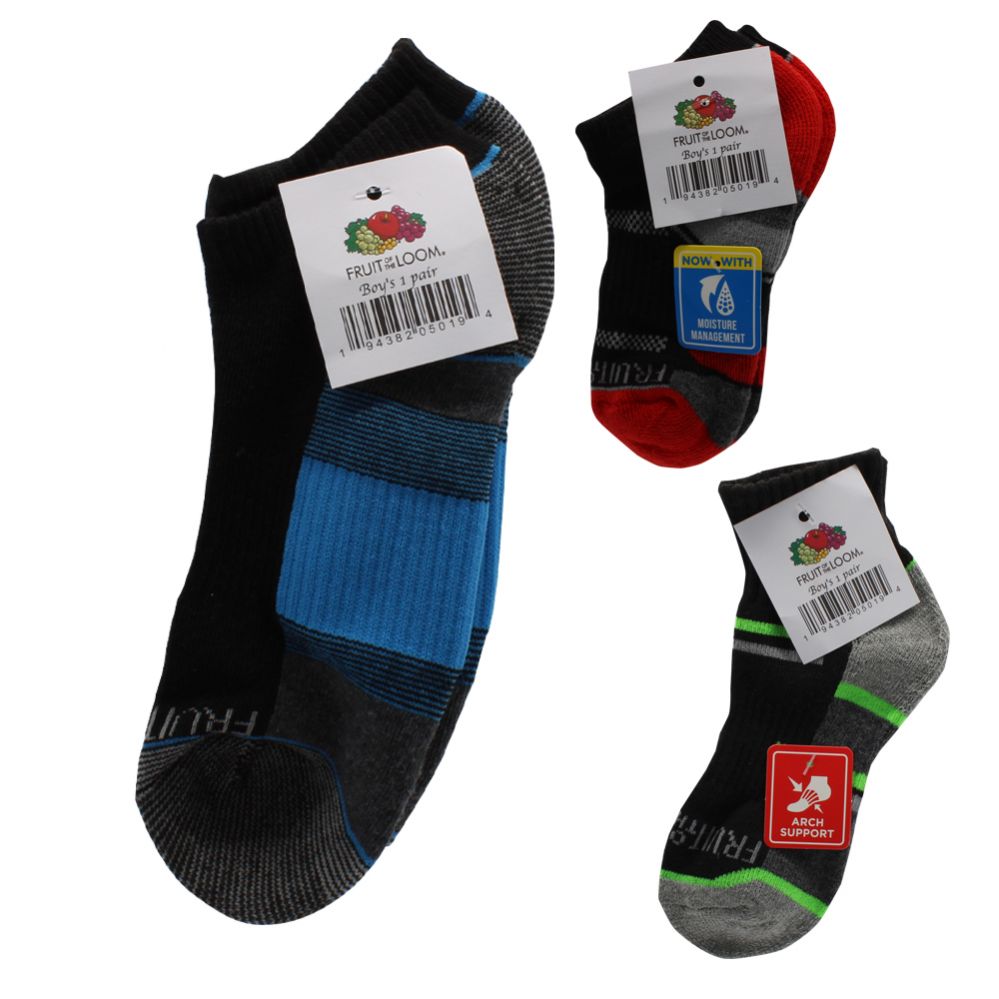 96 Pieces of Fruit Of The Loom Boys Socks Assorted Colors/sizes