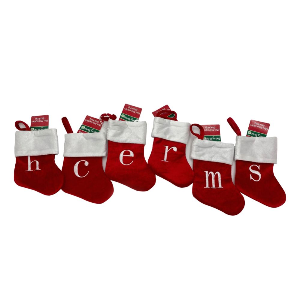 60 pieces of Mini Monogram Christmas Stockings Asst
