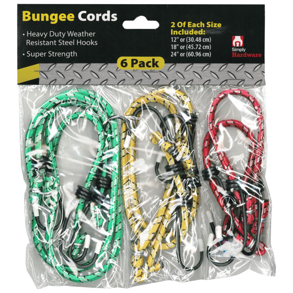 36 pieces of Bungee Bungee Cord Set 6pc 12/18/24in