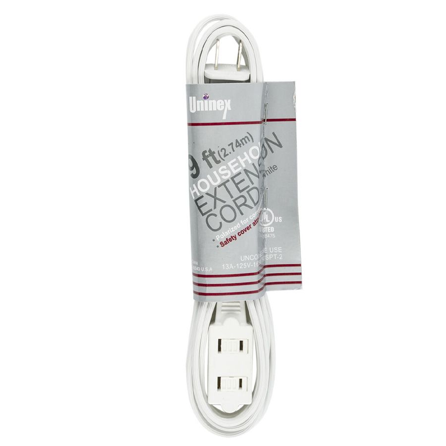 50 Wholesale Extension Cord 9in White at