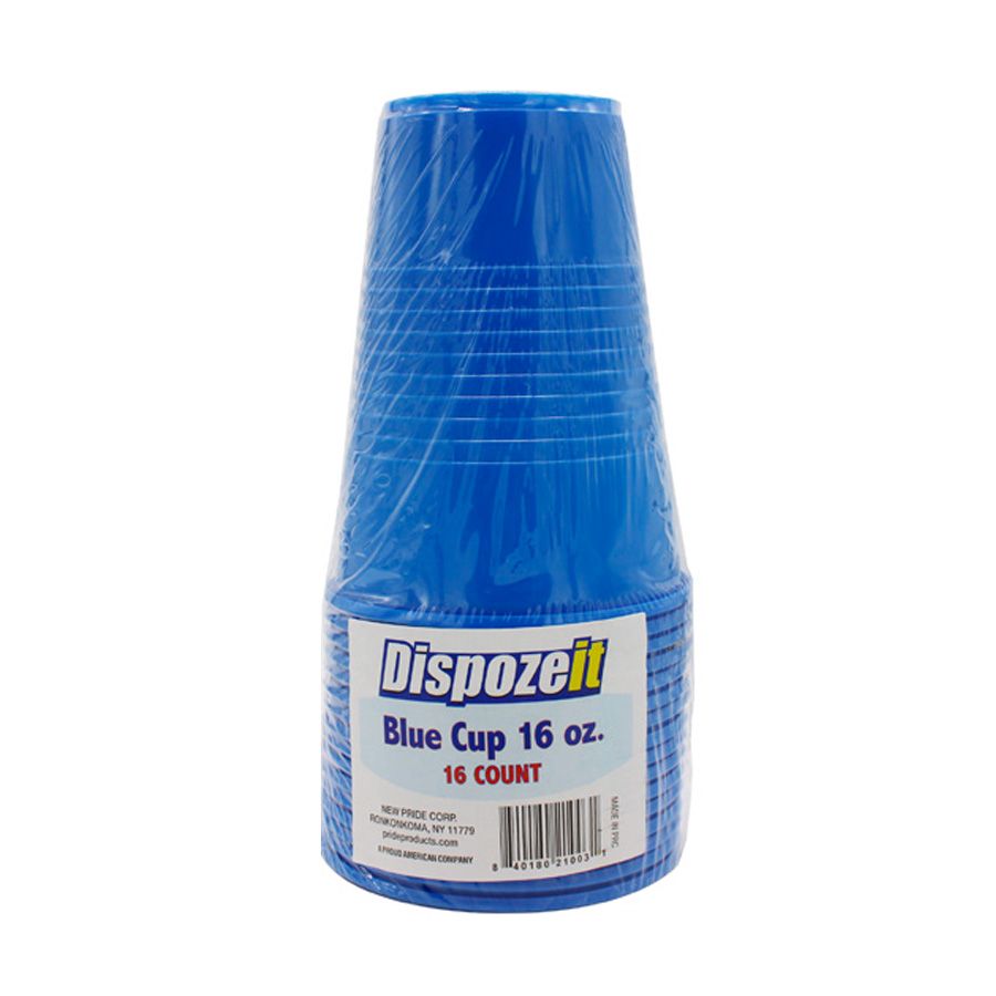 PLASTIC CUPS 16OZ 16CT BLUE - 1PK – RN International Inc.