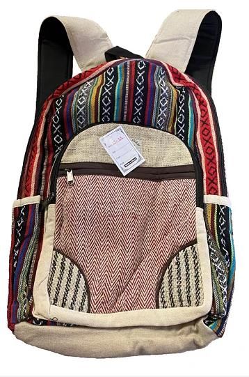 5 Pieces Large Pocket Himalayan Handmade Hemp Backpack - Backpacks 15" or Less