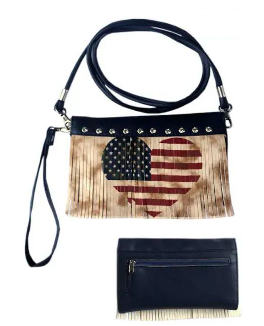 6 Pieces Heart Usa Flag Studs Wallet Purse - Wallets & Handbags