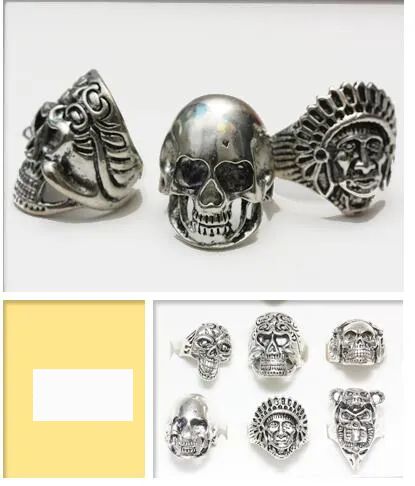 72 Wholesale Cast Iron Skull Assorted Rings