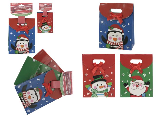 96 Pieces of 3pc Christmas Mini Gift Bags