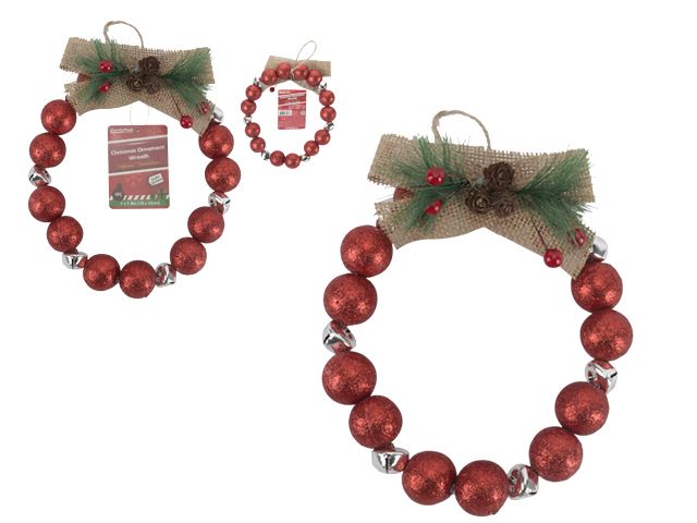 96 Pieces of Christmas Ornament Wreath With Bell 9.6 Inches X 6.7 Inches